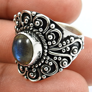 Cadeau d'anniversaire pour femme 925 argent Sterling naturel Labradorite pierres précieuses Artisan Look bague bijoux faits à la main fabricant en vrac - Product Image 5
