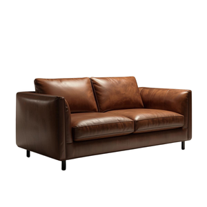 Sofá de Cuero Genuino de Grano Completo de 3 Plazas, Diseño Contemporáneo con Brazos Acolchados, Muebles de Lujo para Sala de Estar - Product Image 1