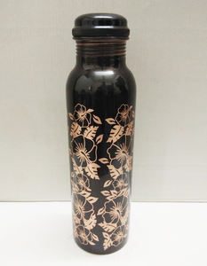 Fantaisie haute prestations Premium luxe cuivre bouteille d'eau potable cuivre fleur gravure concepteur Look fantaisie bouteille d'eau avec couvercle - Product Image 6