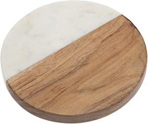 Sous-plat en bois de mangue et marbre pour plats chauds, Pots en bois naturel fait à la main, tapis de dessous de plat, décoration de la maison - Product Image 1