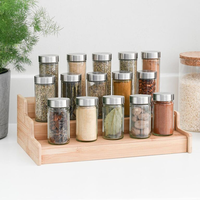 Organisateur de support de pot de stockage d'épices en bois à trois niveaux pour comptoir cuisine sel assaisonnement support de stockage meilleur prix