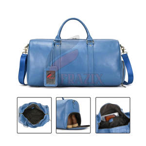 Sac de sport en cuir de haute qualité pour la nuit Bagages à main Sac de sport en cuir vintage avec logo personnalisé - Product Image 6