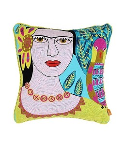 ปลอกหมอนอิงผ้าฝ้ายปักลายพิเศษสีเทอร์ควอยซ์ปักลายตัวละครปลอกหมอนอิง - Product Image 1