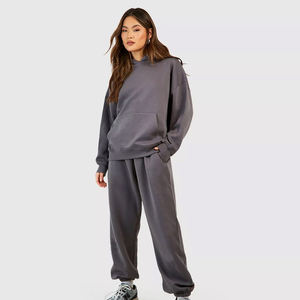 Conjuntos de gimnasio para mujer al por mayor con logotipo personalizado, sudadera de invierno de algodón transpirable y tops de manga larga con capucha para mujer - Product Image 1