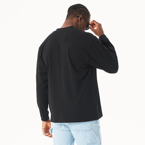 Camiseta de manga larga de peso pesado de algodón 100% de alta calidad personalizada para hombres transpirable con servicio OEM de logotipo personalizado disponible - Product Image 5