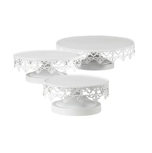 แท่นวางเค้กโลหะทรงกลมพร้อมฐานชุด3ชิ้นตกแต่งด้วยทองที่มีเอกลักษณ์ - Product Image 2