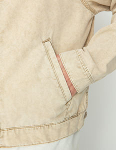 Chaqueta DE TRABAJO Vintage con forro de satén para hombre con logotipo personalizado de alta calidad, ropa de calle, chaqueta de trabajo con cuello vuelto y cremallera de trabajo de lona - Product Image 5