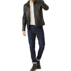 Veste en cuir pour homme de qualité supérieure, col montant, épaisse, chaude, pour l'hiver, durable, robuste, pour moto, mode, épaisseur standard - Product Image 4