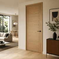 Porta Interna Moderna in Legno di Quercia Naturale con Anima in Legno Massello, a Battente Singolo, per Camere da Letto, Cucine e Progetti Residenziali, Fornitore OEM, Insonorizzata