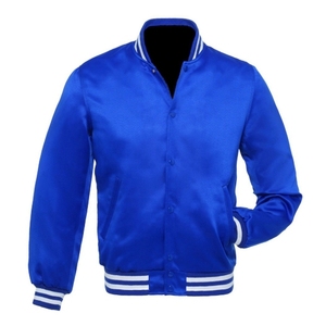 Saleh Enterprises Custom Winter Casual Solid Stand Collar Dyed Satin Waterproof Vintage Varsity Baseball Bomber Jacket Unisex - Product Image 4
