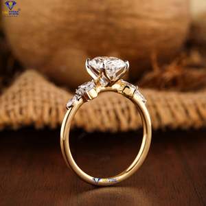 2.202 TDW Anillo de diamante de corte brillante ovalado, Marquesa y redondo Ajuste de piedra lateral de oro amarillo Piedra de laboratorio de diamante Hpht/Cvd - Product Image 5