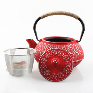 กาน้ำชาเหล็กหล่อญี่ปุ่นโบราณ 600 มล. เคลือบเอนาเมลด้านใน ใช้กับเตาได้ กาต้มน้ำชาแบบขายส่ง พร้อมที่กรองใบชา - Product Image 6