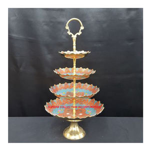 Luxury Green Floral or Custom Rngraving Four Tier Chocolate <b>Stand</b> Hot Selling and High Quality for Multi Purpose Uses for Dates - Product Image 3