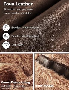 Veste bomber en simili cuir doublée en polaire à col montant pour homme. - Product Image 5