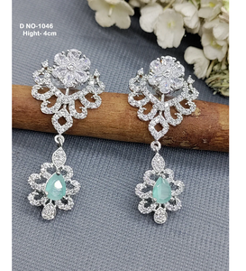 Shiny Crystal Teardrop <b>Earrings</b> For Ladies Perfect Choice For Events Parties And Gifting Purpose From India - Product Image 3