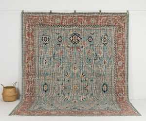 พรมเช็ดเท้าดีไซน์วินเทจสีน้ำเงิน8x10ถักมือปรับแต่งได้พรมพื้นที่ตุรกี - Product Image 5