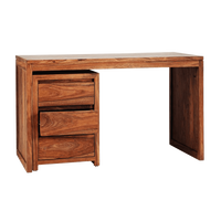 Bureau en bois massif avec tiroir et chaise blanche, écologique et durable pour le bureau à domicile