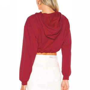 Sudadera con Capucha de Algodón 100% de Alta Calidad con Bordado Personalizado al por Mayor, Sudadera Holgada con Hombros Caídos y Dobladillo Acordonado para Mujer - Product Image 5