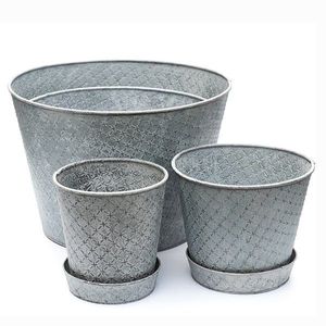 Jardinière galvanisée de qualité supérieure Jardinières en métal modernes Fournitures de jardin Jardinière en fer Grande jardinière décorative en lot de 3 - Product Image 6