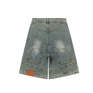 Concevez vos propres shorts en jean décontractés pour hommes, taille élastique, 100% coton, service OEM, respirants, séchage rapide, en stock - Product Image 2