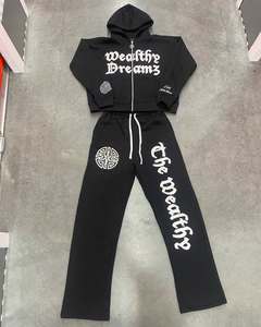 ชุดวอร์มปักลายเสื้อสเวตเตอร์มีซิปมีฮู้ดและกางเกงขายาวชุดวิ่งแนวสตรีทแวร์ - Product Image 6