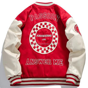 Custom <b>Men's</b> Winter Black Casual Varsity <b>Bomber</b> Jacket Windproof Wool Stand Collar Solid Custom Embroidered <b>Leather</b> Canvas - Product Image 5