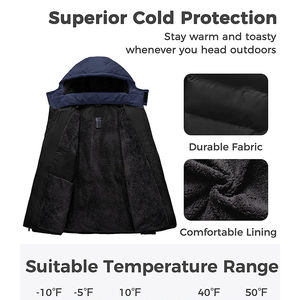 Custom Design High Quality Winter Puffer Jacket Warm Thickened <b>Padded</b> Canvas Coat with Detachable Hood for Men - Product Image 5