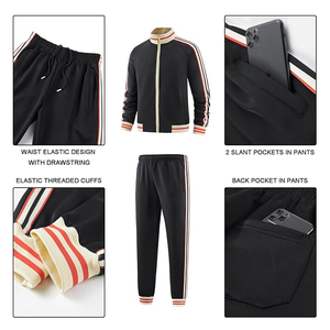 Conjunto de Top de cuello redondo para entrenamiento físico al aire libre, ropa deportiva con cremallera completa y logotipo personalizado, conjuntos de Jogger gris de tendencia superior para hombres - Product Image 5