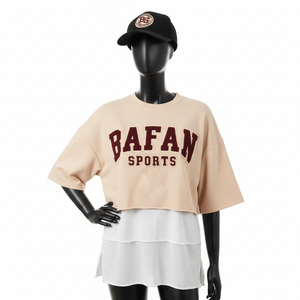 Chemise pour femme en coton et polyester de qualité supérieure, double couche, douce, respirante, design à panneaux blancs, appliqué personnalisé, chemises en coton à double couche - Product Image 1