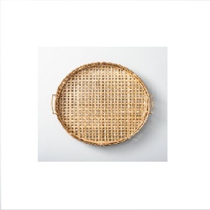 Plateau de service en osier naturel durable fait à la main |   Plateau rond décoratif en jonc de mer, plateau rustique pour la nourriture, décoration de la maison - Product Image 1