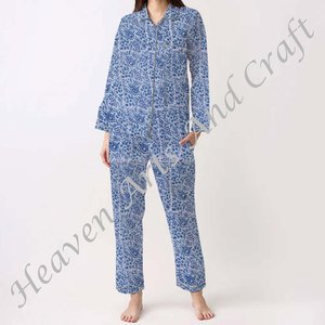 Ensemble de pyjama pour femmes 100% coton, vêtements de maison doux, ensemble de pyjama printemps/été, motif floral/CHARACTERE/Lettre/Motif/Vacances/Arbre, PJ105 - Product Image 6