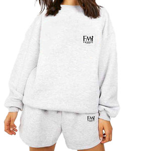 Nueva llegada 100% conjunto de chándal de algodón para mujer entrenamiento de gran tamaño con etiquetas privadas técnicas lavadas - Product Image 1
