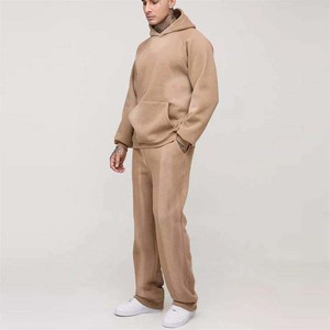 Boxy Homme Pantalon de survêtement Ensemble à capuche Streetwear Survêtement surdimensionné Polaire lourde 100% Coton Anti-Bactérien Blanc Évasé Baggy - Product Image 5