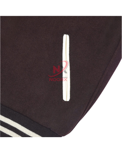 Veste en laine personnalisée NoorX Sports, style varsity, respirante, coupe-vent, poignets côtelés, boutons pression, broderie de logos en option - Product Image 4