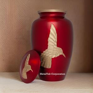 โถใส่เถ้ากระดูกทองเหลืองแบบคลาสสิกสลักรูปนกสีทอง - Product Image 4