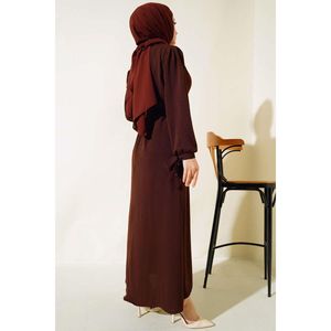 ชุดเดรสผูกแขนสีน้ำตาล - Product Image 4