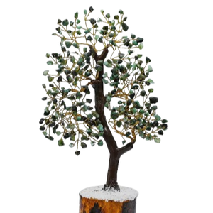 Árbol de piedras preciosas de ágata Esmeralda natural hecho a mano estatuilla de Mascota de calidad premium para decoración del hogar y Feng Shui 500 Chips DE LA India - Product Image 1