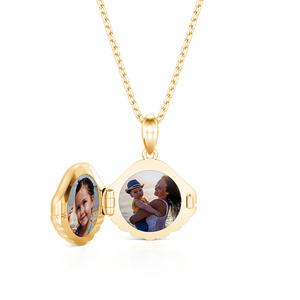 Jeulia Custom Gold Plated Seashell Photo <b>Locket</b> Necklace-Trendy Vintage Stainless Steel Jewelry with Diamond Accent - Product Image 3