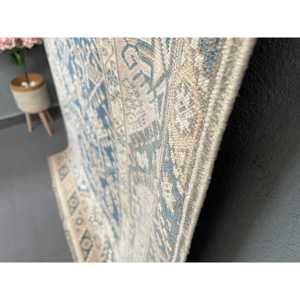 พรมวินเทจขนาด 4x6.6 ฟุต พรมตุรกี พรมลายต้นไม้และพืชสีน้ำเงิน ทำจากขนสัตว์ - Product Image 3