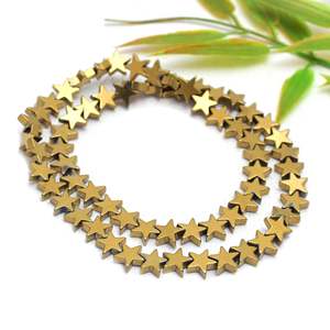 Perles d'hématite naturelles dorées en forme d'étoile 8mm 65 pièces, fil de pierres précieuses métalliques pour la fabrication de bijoux, vente en gros et en vrac - Product Image 2