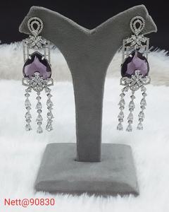 Élégant collier de pierre AD de mariée ensemble avec boucles d'oreilles pour les femmes bijoux de fête de mariage vêtements ethniques accessoires Collection de cadeaux - Product Image 6