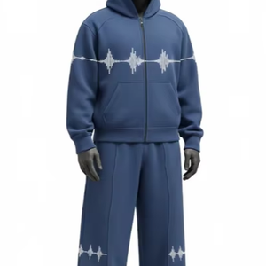 Nouvel ensemble de survêtement unisexe à capuche imprimé pour l'hiver, 100 % coton, haute qualité, léger, respirant et confortable - Product Image 1