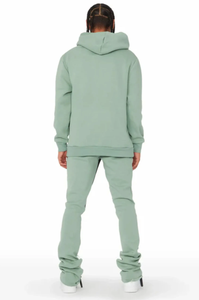 Sudadera con capucha y pantalones de chándal personalizados Conjunto de chándal acampanado Chándal para hombres con lavado con ácido e impresión - Product Image 5