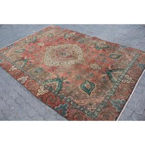 Alfombra Turca Vintage Extra Grande de 7.2x10.1 pies (220x308 cm), Alfombra Roja Ikat - Product Image 2