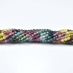 Perles de tourmaline naturelle AAA, 3 mm, rondelles lisses, brin de 16 pouces, multicolores, pierres précieuses pour bijoux - Product Image 2