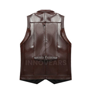 Diseño personalizado de cuero de los hombres chaleco chaqueta de cuero de color sólido de los hombres chaleco chaqueta Streetwear sin mangas de cuero de los hombres chaleco - Product Image 3