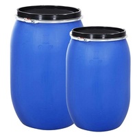 Vente en gros 200L Bleu HDPE Seau en plastique en forme de cylindre Tambour en acier pour produits chimiques Peinture Eau Lait Bière Fer Matériel