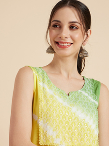 Kurti élégant et tendance pour femmes, en tissu rayonne super doux, sans manches, col rond, été, style indien - Product Image 5
