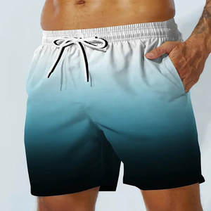 Mens Gradient Black to <b>White</b> Drawstring <b>Gym</b> <b>Shorts</b> Quick Dry Activewear for Fitness and Beach Use - Product Image 2