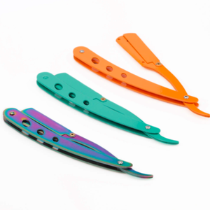 มีดโกนขอบตรงสแตนเลสสำหรับผู้ชายแบบมืออาชีพมีดพับได้ด้วยมือเครื่องมือโกนขน - Product Image 4